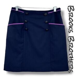 Brooks Brothers Red Fleece Navy Button Front Mini Skirt 6 Preppy Academia Luxe